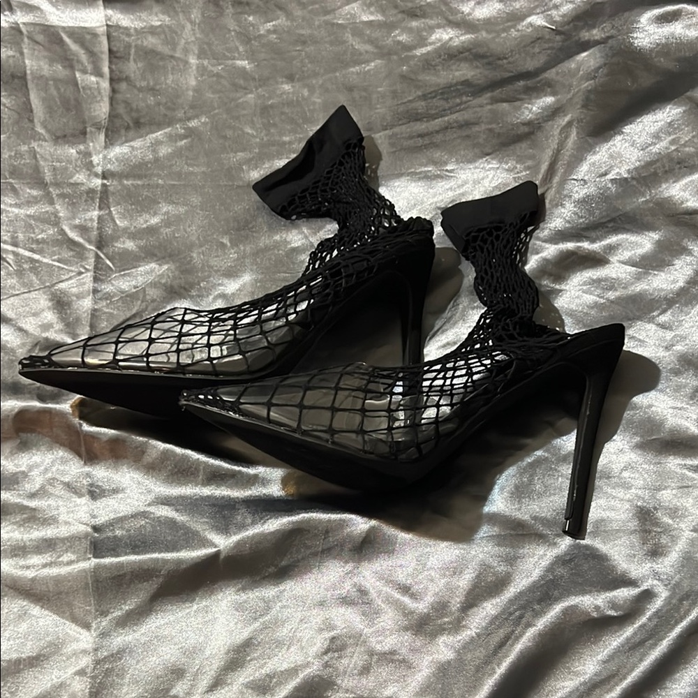 Fashion Nova Black Mesh Heels